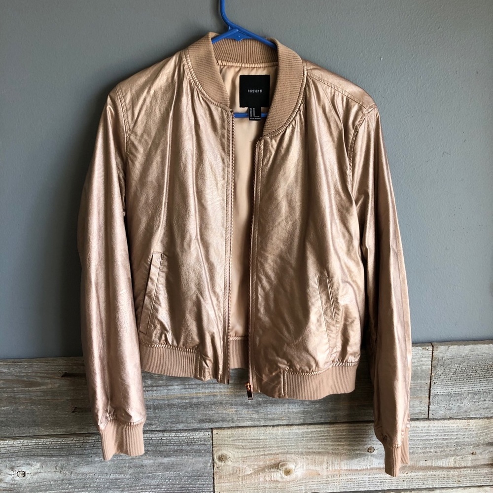 Metallic pink bomber jacket